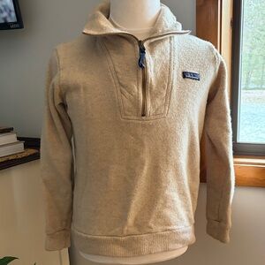 Men's Beige Zip-Up Patagonia Wool Sweater, size medium